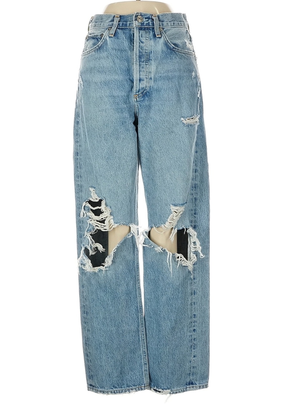 AGOLDE 90’s Jean 24 Light Wash Distressed Loose Straight Leg 100% Cotton